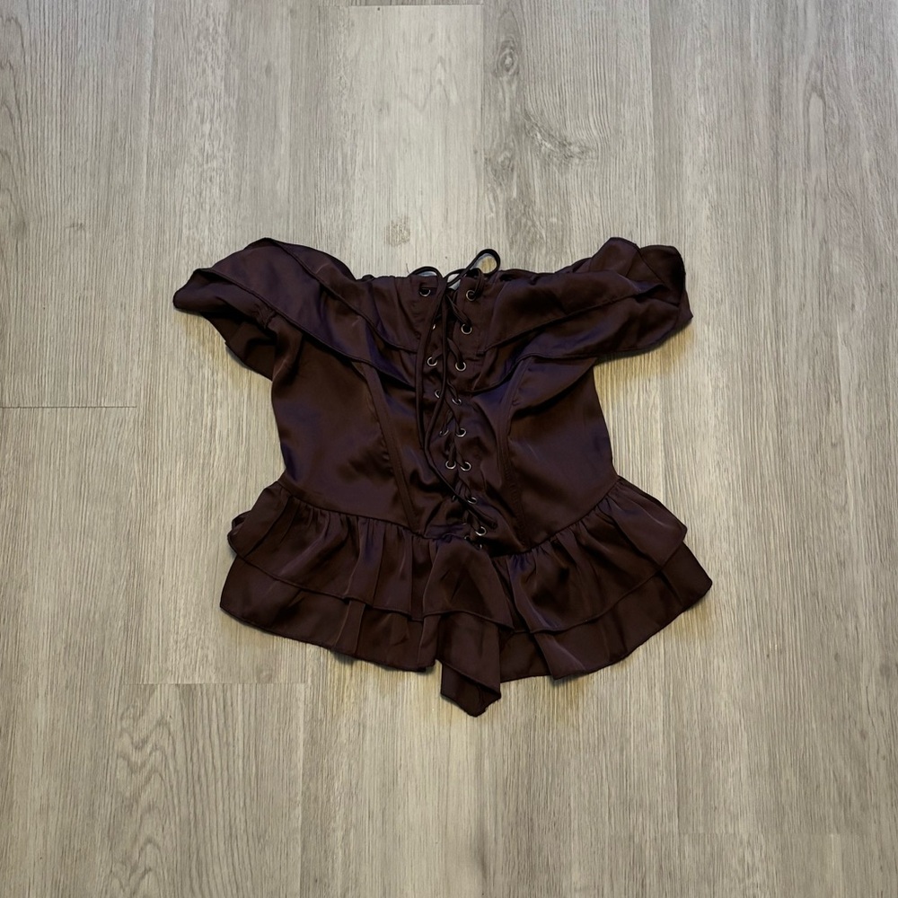 Ruffle Stretchy Purple Corset Top Forever21